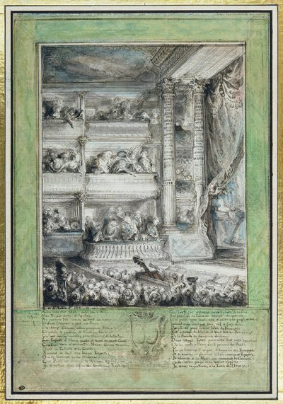 The Crowning of Voltaire at the Theatre Francais by Gabriel de Saint Aubin